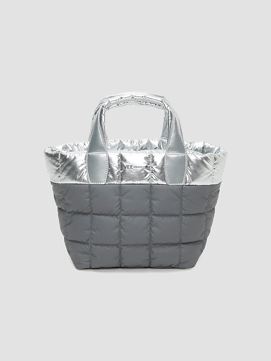 Women's Porter Line Small Quilted Tote Bag - Silver Grey