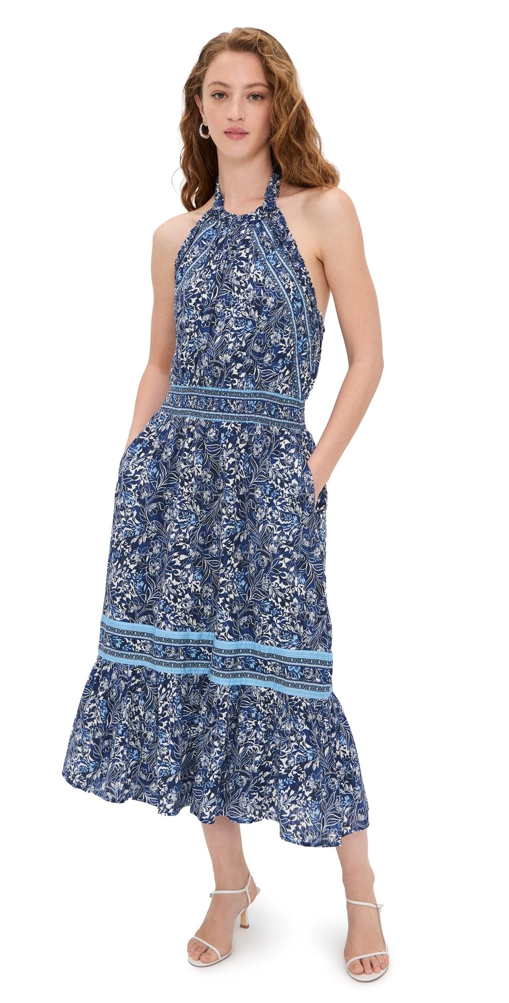 Ramy Brook Printed Delia Dress Navy Floral M