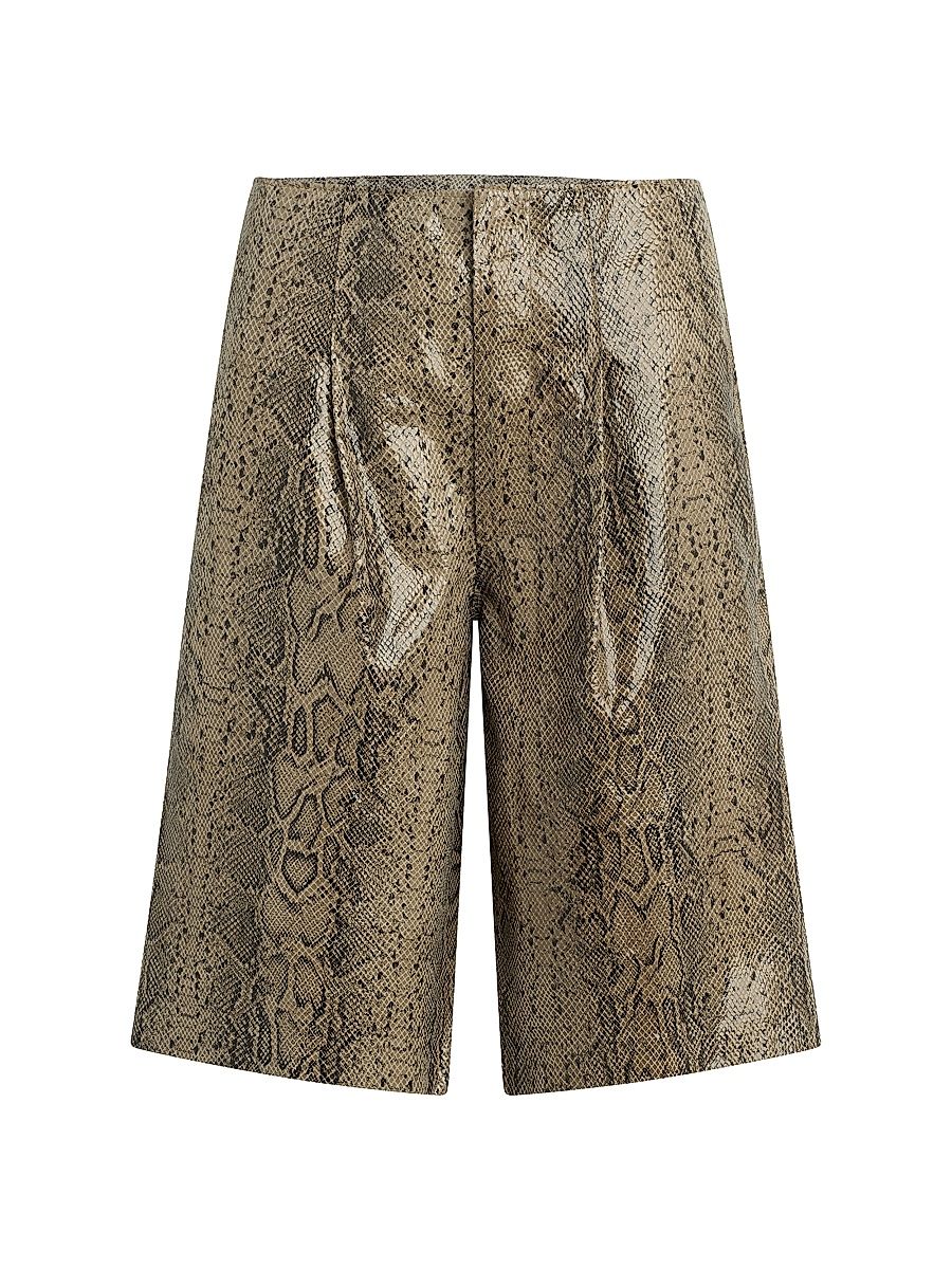 Women's Snake-Printed Trouser Shorts - Taupe Snake - Size 31
