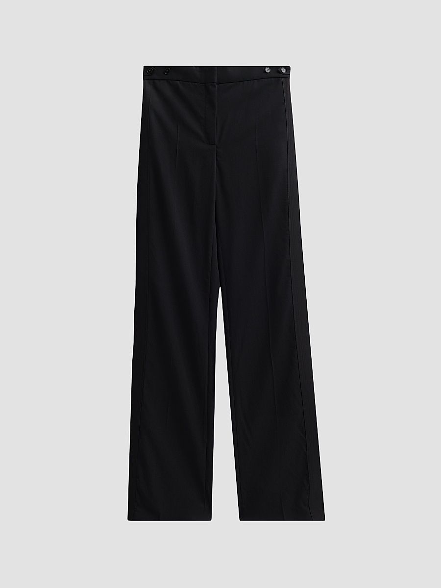 Women's Tuxedo Wool Slim Pants - Black - Size 10