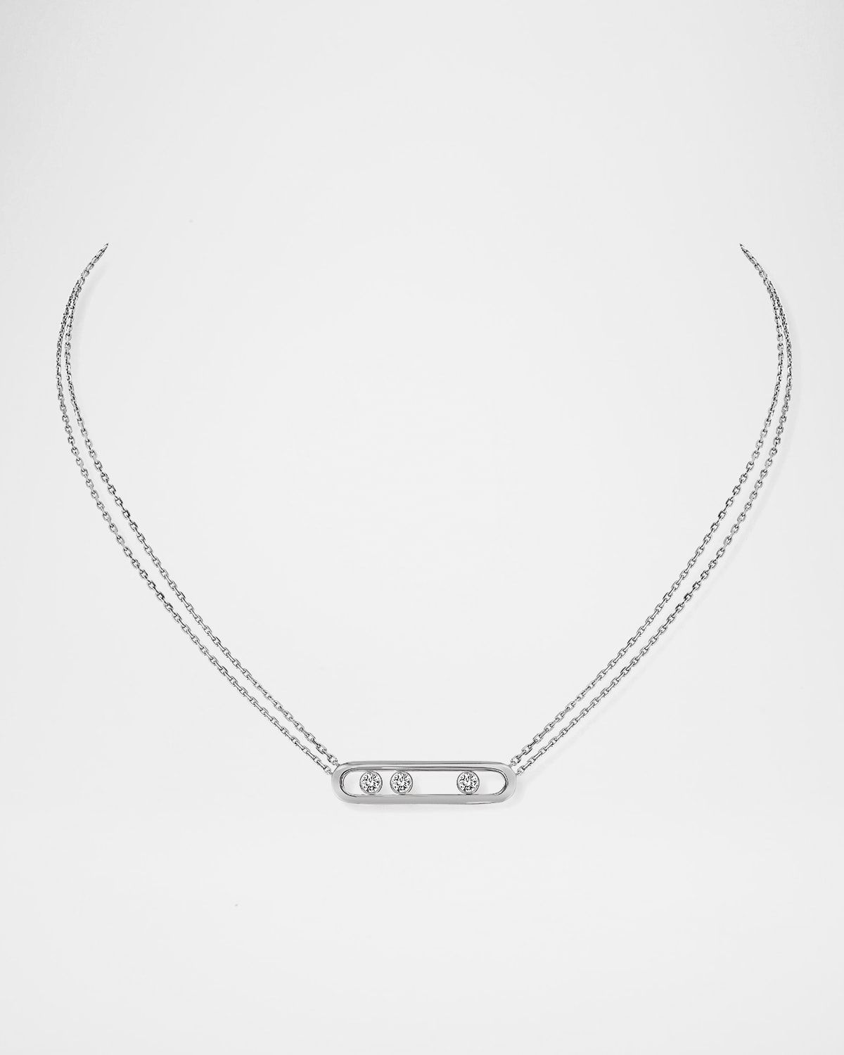 MOVE CLASSIC 18K WHITE GOLD 3 DIAMOND NECKLACE