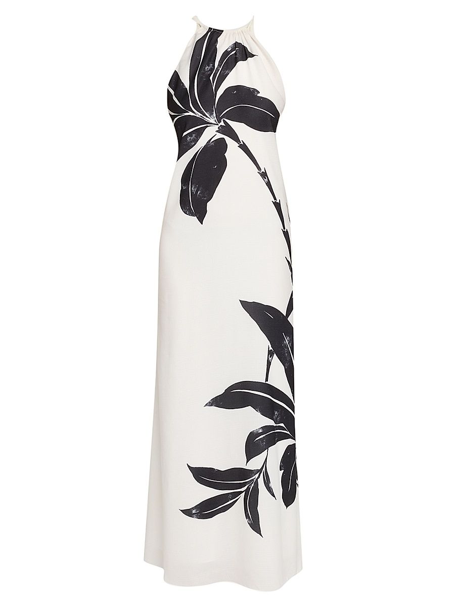 Women's Kaylee Floral Halter Maxi Dress - Ivory Multi - Size XL