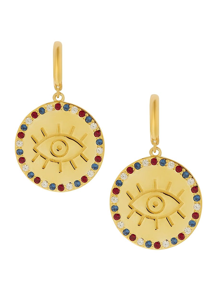 Women's Emily In Paris 18K Gold-Plated & Zircon Eye Drop Earrings - Gold