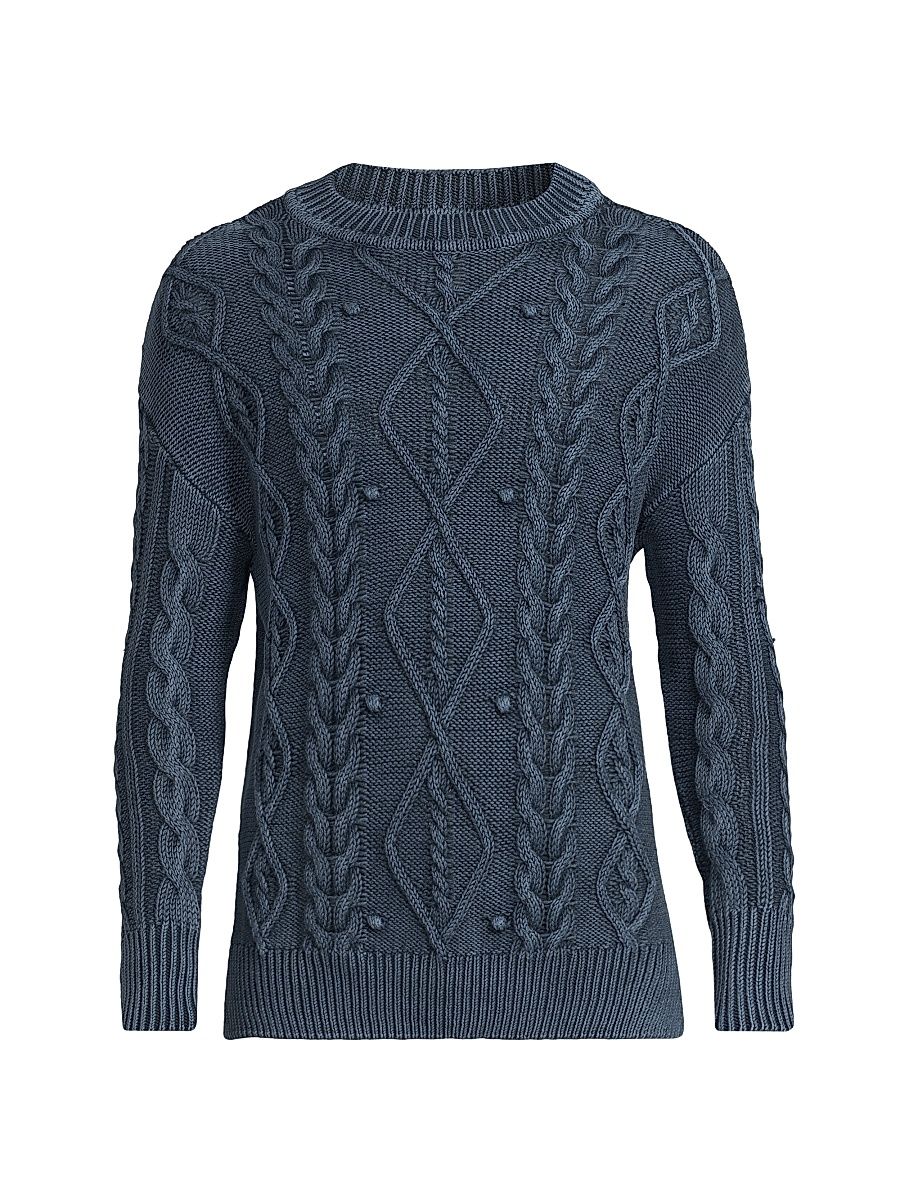 Men's COLLECTION Cable-Knit Beach Sweater - Blue - Size Large