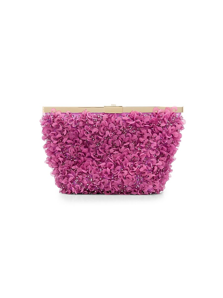 Women's Ganache Satin Petal Clutch - Violet Orchid Light Gold