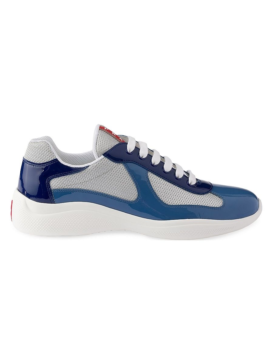 Men's Patent Leather and Technical Fabric America's Cup Sneakers - Blue - Size 9