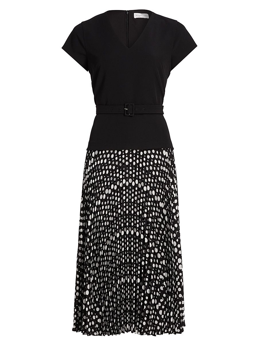 Women's The Nina Polka Dot Combo Midi-Dress - Black And White - Size 16