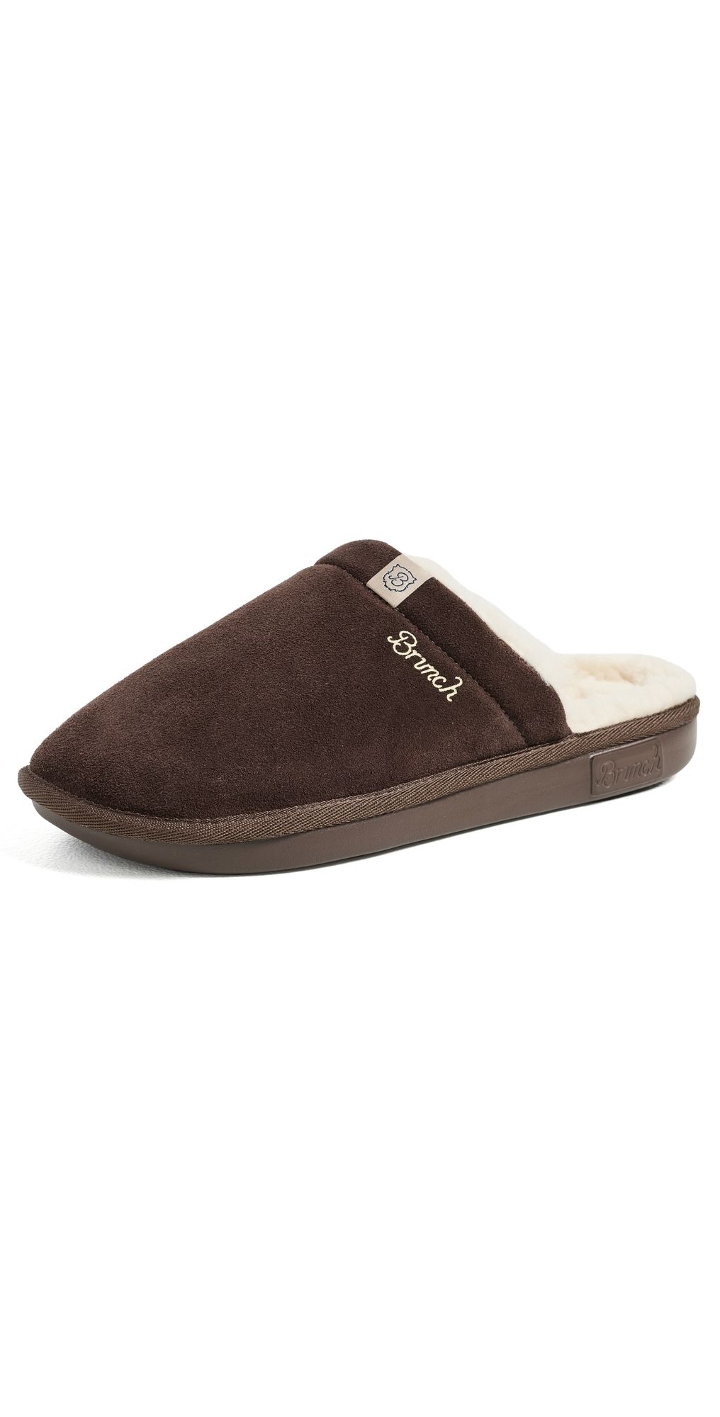 Brunch Essential Suede Shearling Slippers Brown 9-9.5