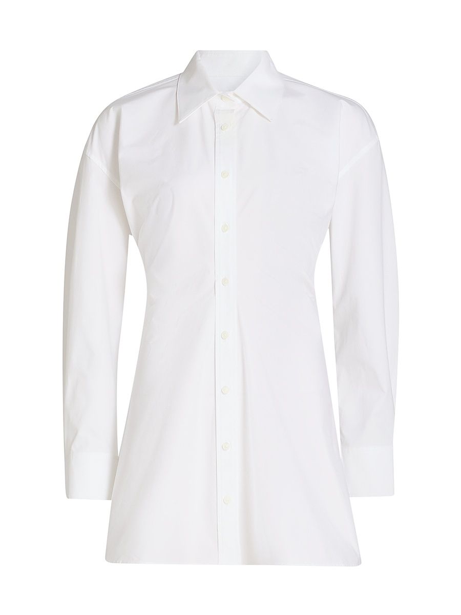 Women's Cotton Poplin Mini-Shirtdress - White - Size 12