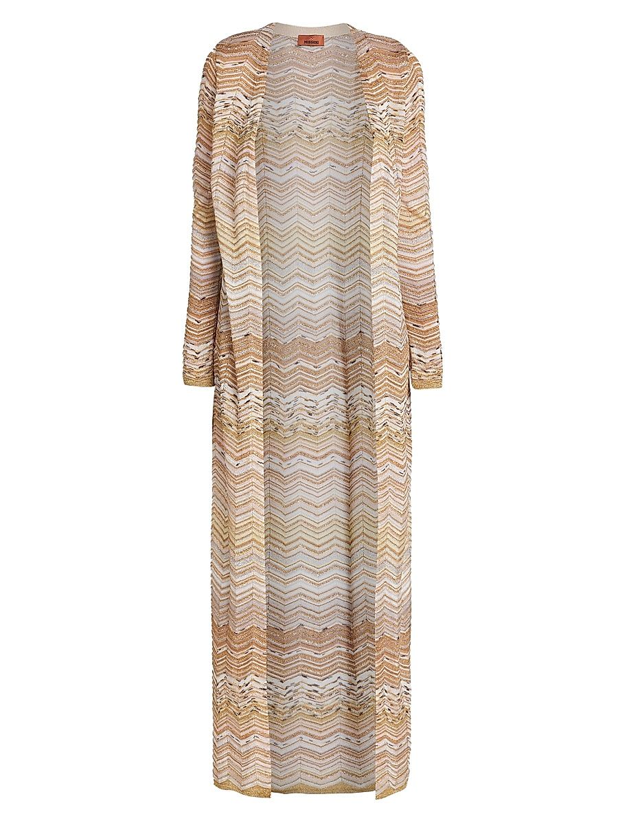 Women's Chevron Duster Cardigan - Light Gold - Size 10