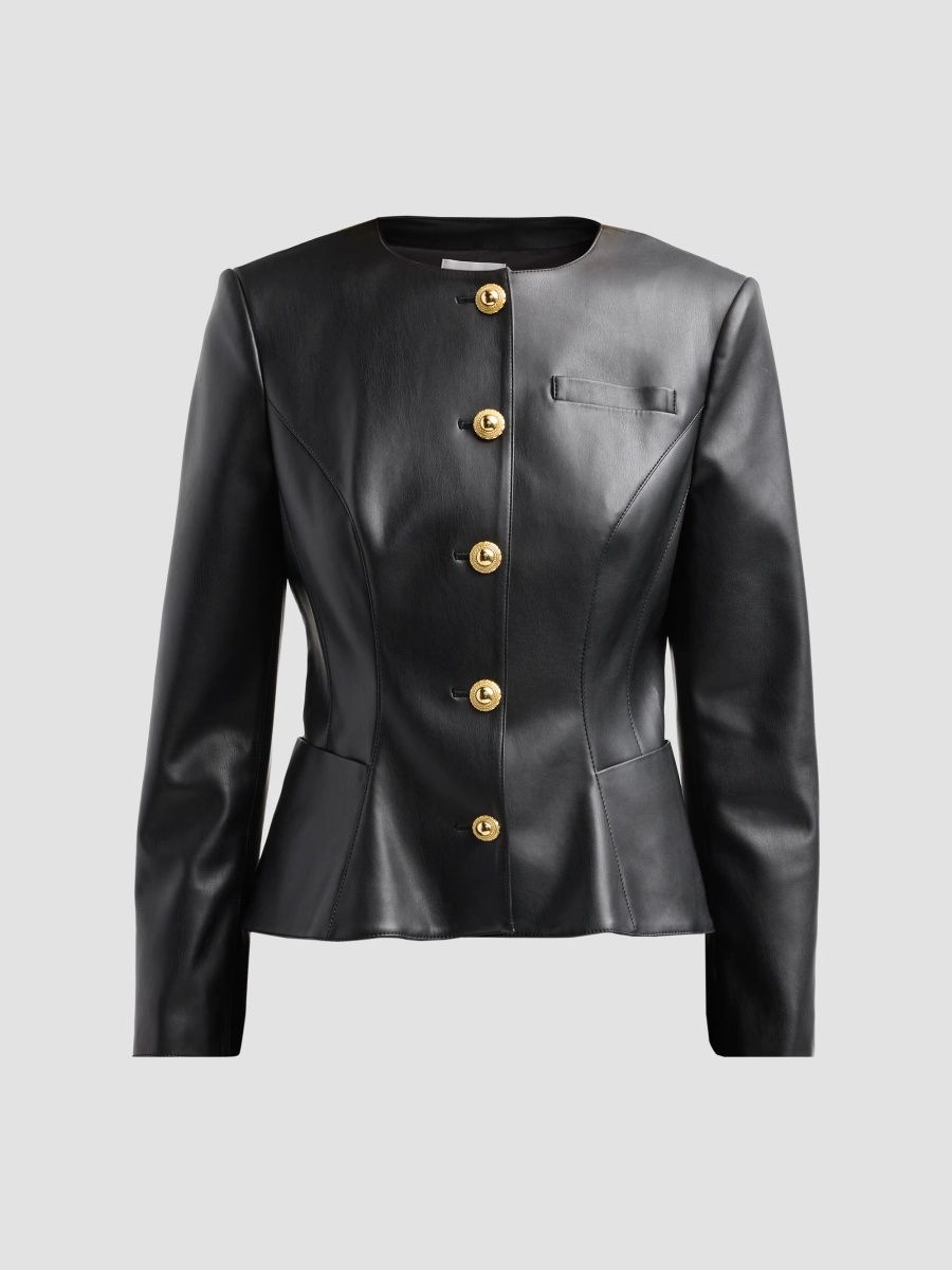 Milly Women's Faux Leather Collarless Jacket - Black - Size 4