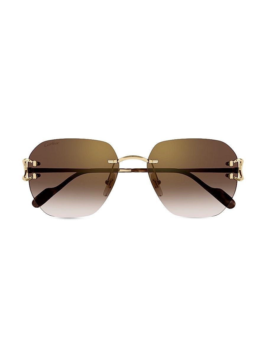 Men's C Décor 58MM 24k Gold-Plated Sunglasses - Gold