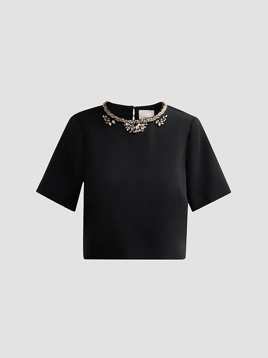Women's Adona Crystal-Embellished Top - Black - Size Large