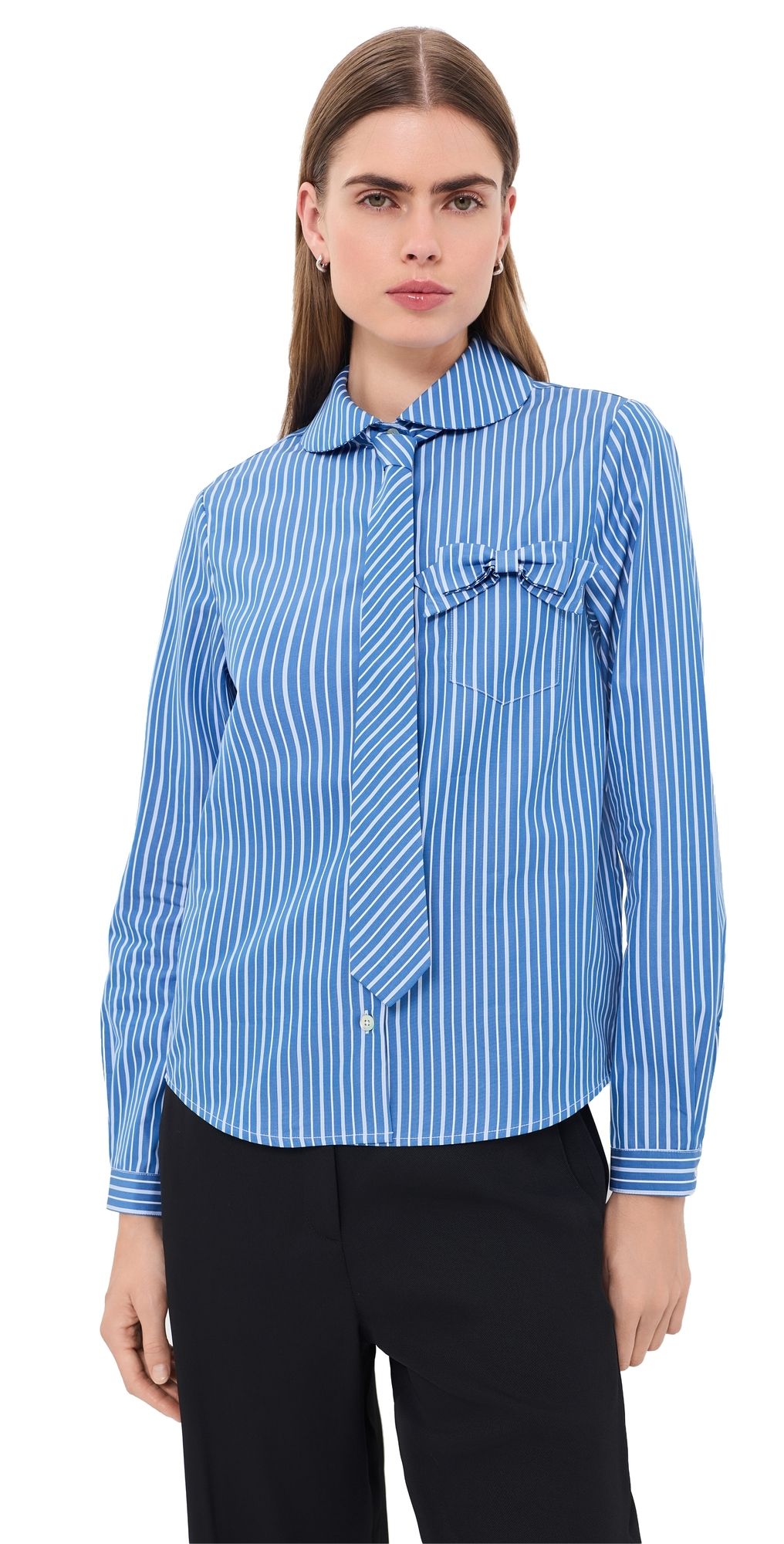 Sandy Liang Gemma Button Down Shirt Light Blue M