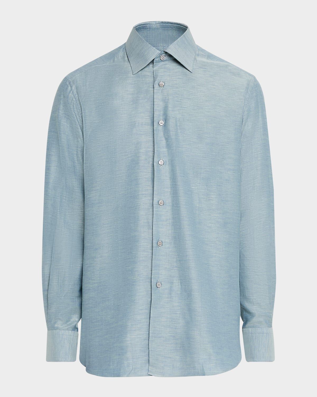 Men & apos;s Heathered Cotton and Linen Sport Shirt