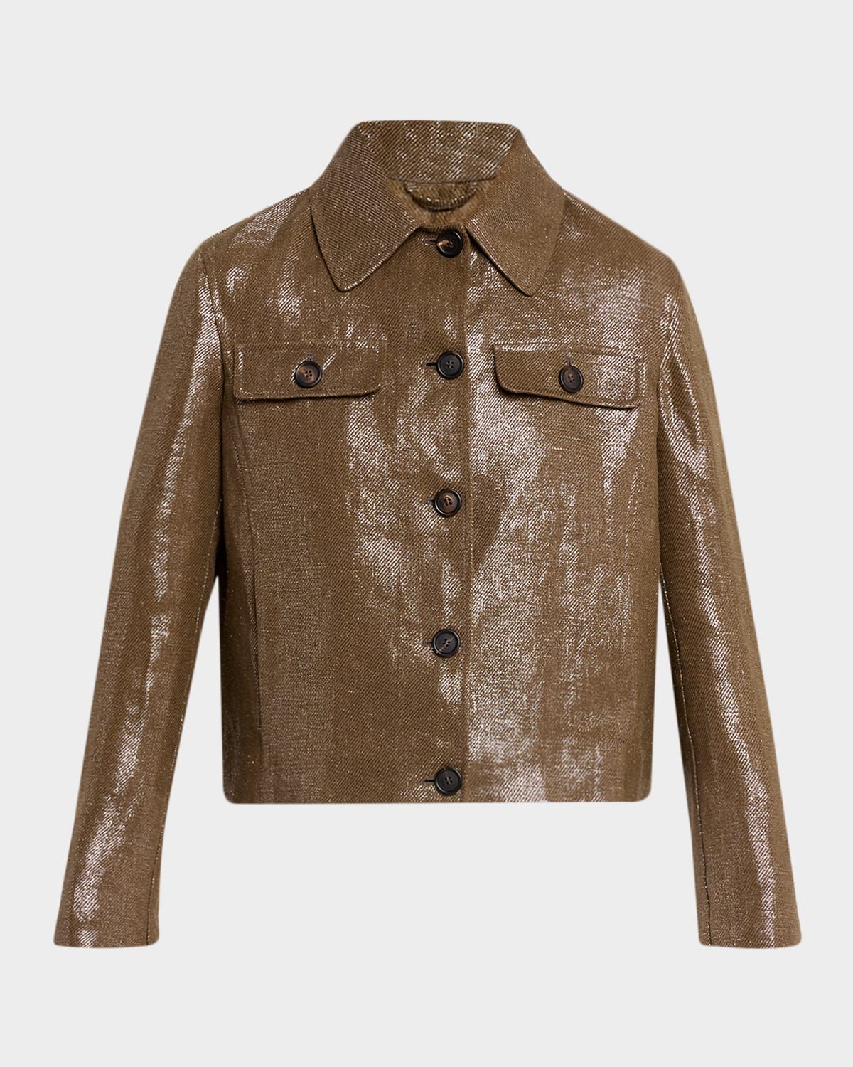 Shiny Bull Linen Single-Breasted Jacket