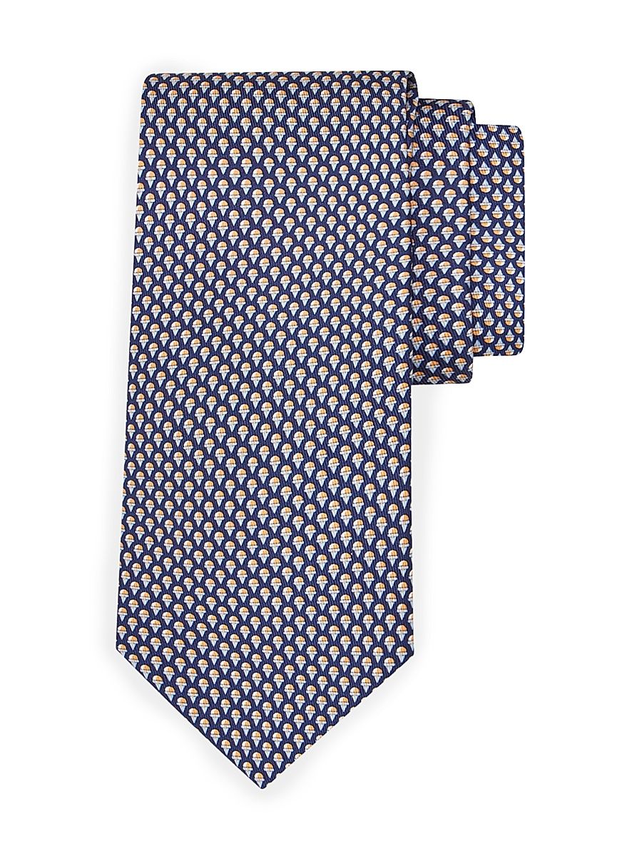 Men's Micro Ice Cream Pattern Silk Tie - Blue