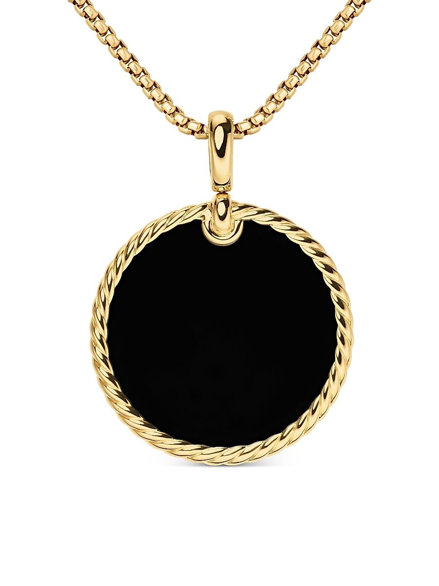 Women's DY Elements Disc Pendant in 18K Yellow Gold - Black Onyx