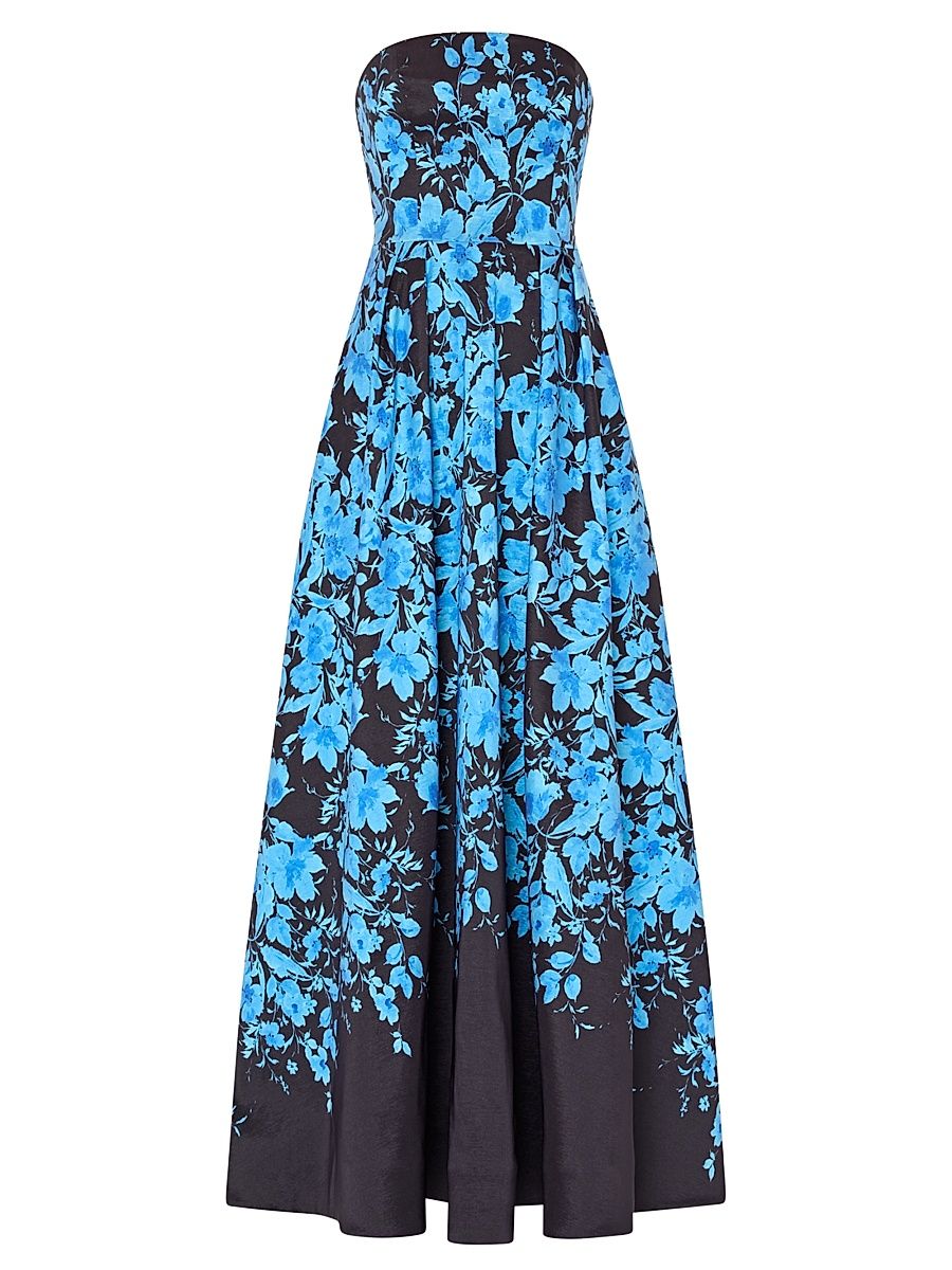 Women's Winona Floral Bandeau A-Line Maxi Dress - Black Blue - Size 8