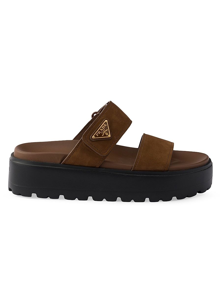 Women's Nubuck Slides - Brown - Size 4.5