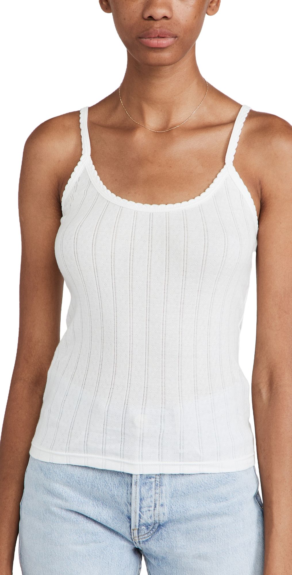 Leset Pointelle Classic Tank Top White L