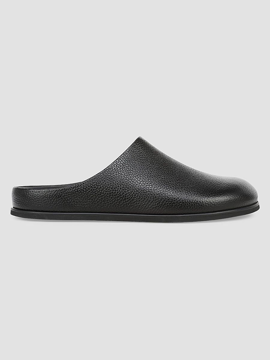 Men's Leo Grained Leather Clogs - Black - Size 13