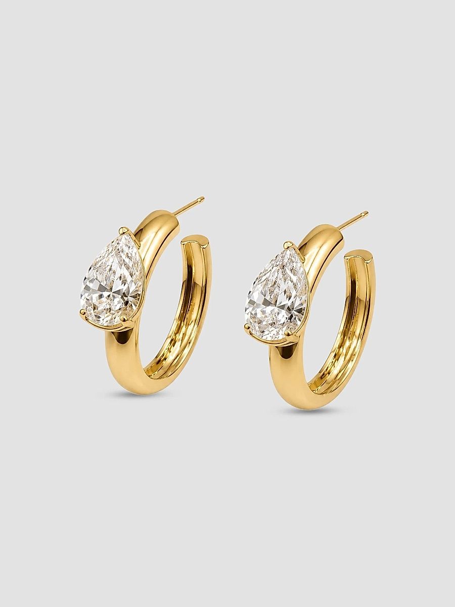 Women's Poise 18K-Yellow-Gold Vermeil & 4.00 TCW Cubic Zirconia Hoop Earrings - Yellow Gold