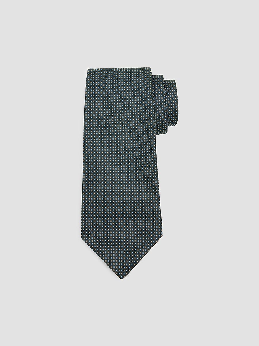 Men's Geometric Woven Silk Tie - Dark Grey