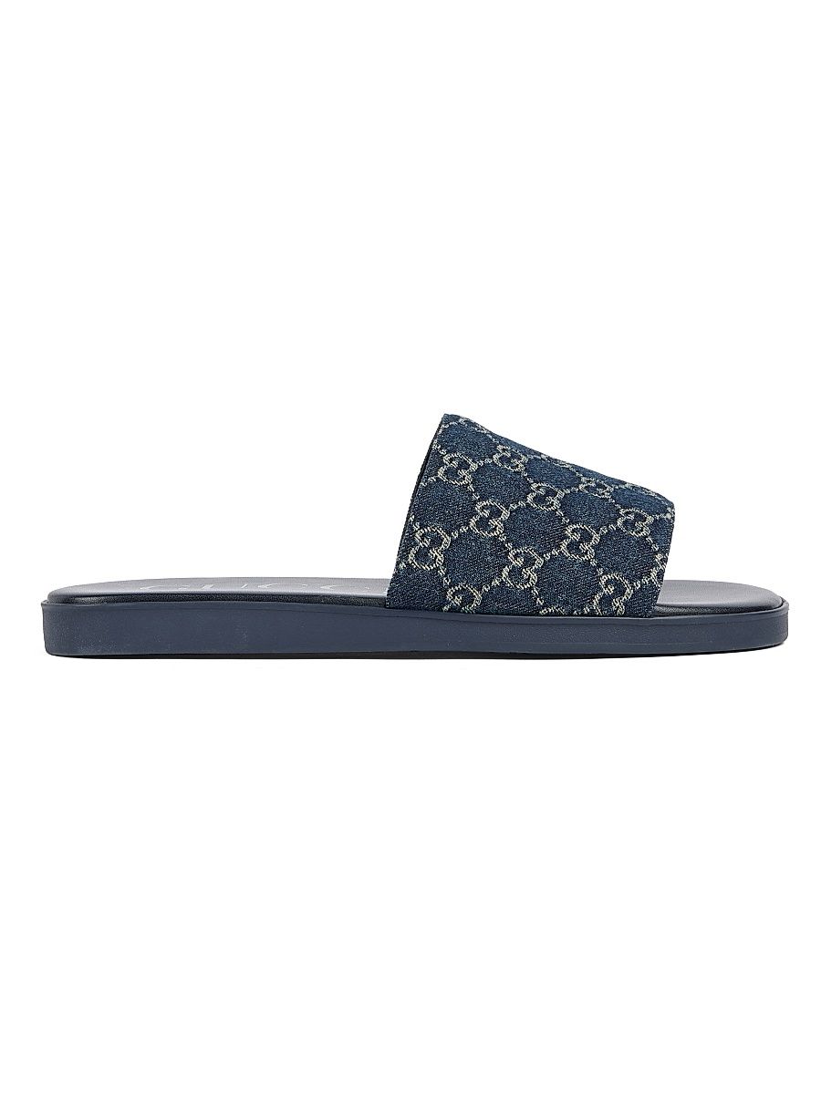 Men's Charlie GG Monogram Denim Slides - Denim - Size 11 Sandals
