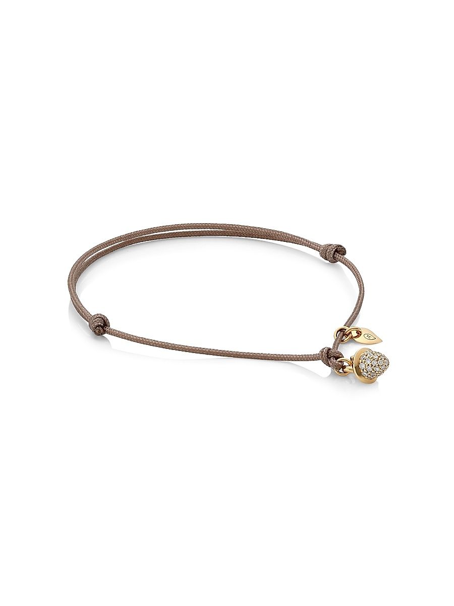 Women's My Mikado 18K Yellow Gold & Diamond Pavé Acorn Sliding Knot Cord Bracelet - Gold