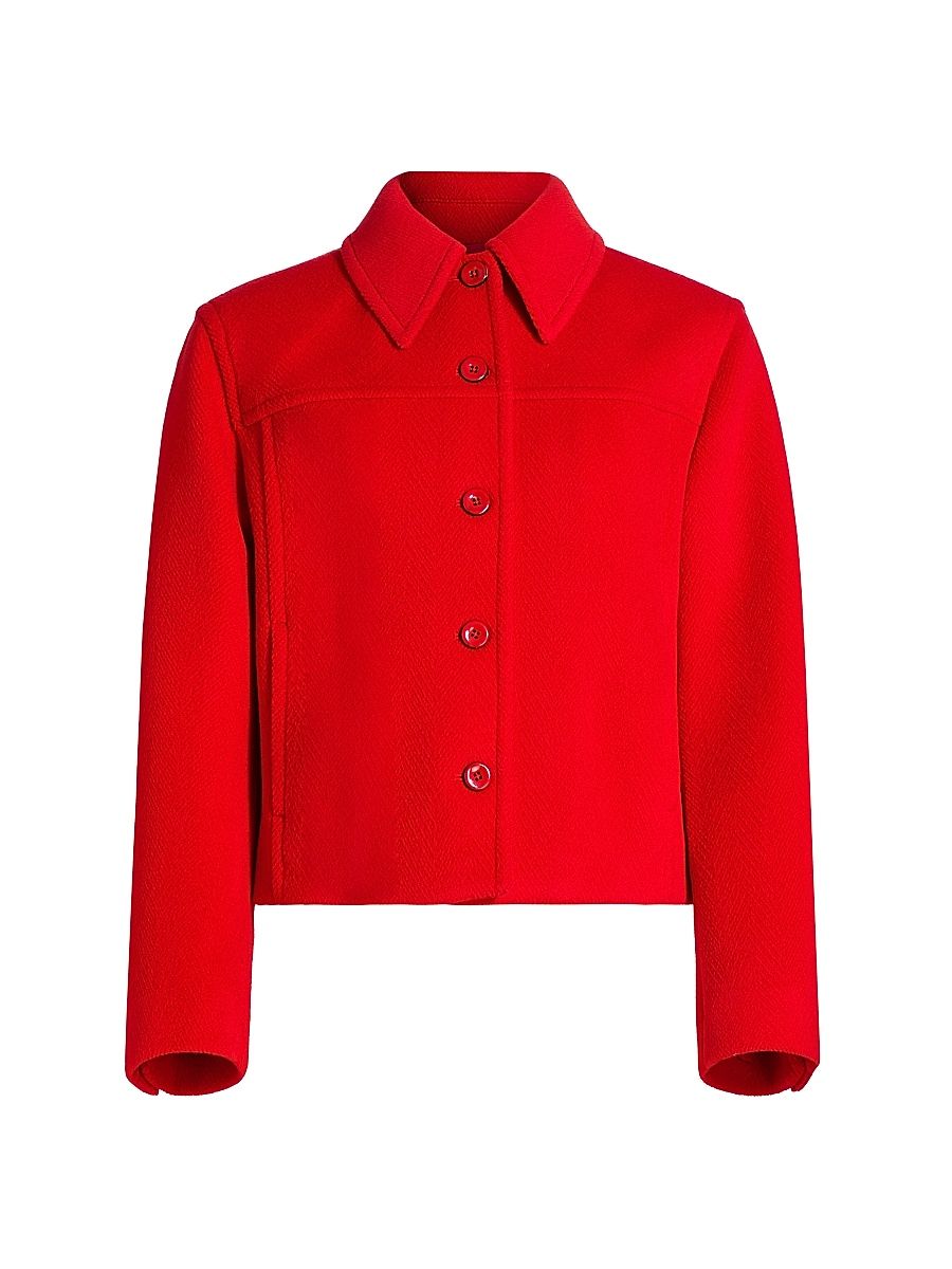Women's Boxy Wool Cropped Jacket - Strawberry - Size 6