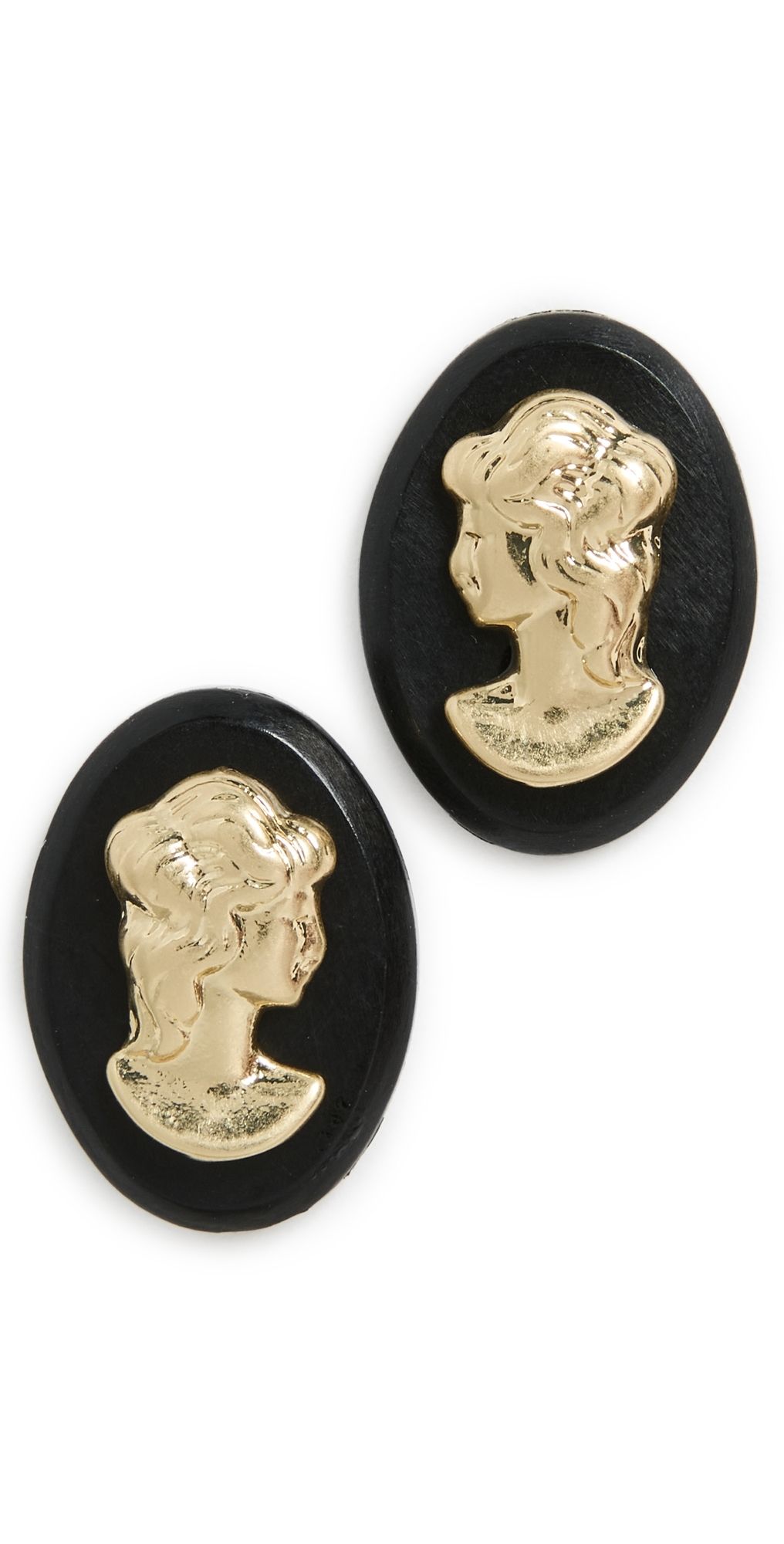 Clare V. Cameo Stud Earrings Black/Gold One Size