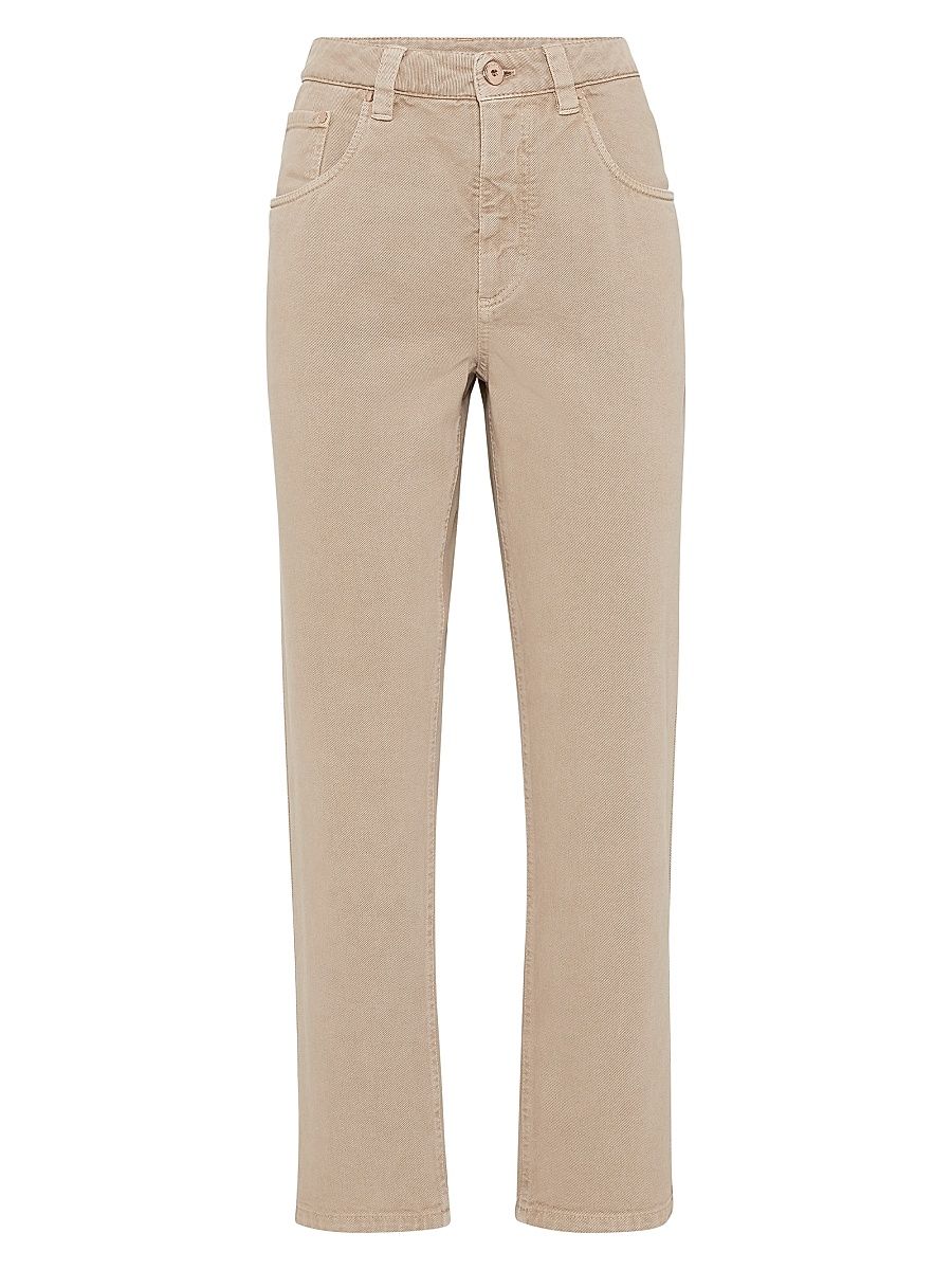 Women's Stretch Dyed Denim Straight Trousers - Dove Grey - Size 2