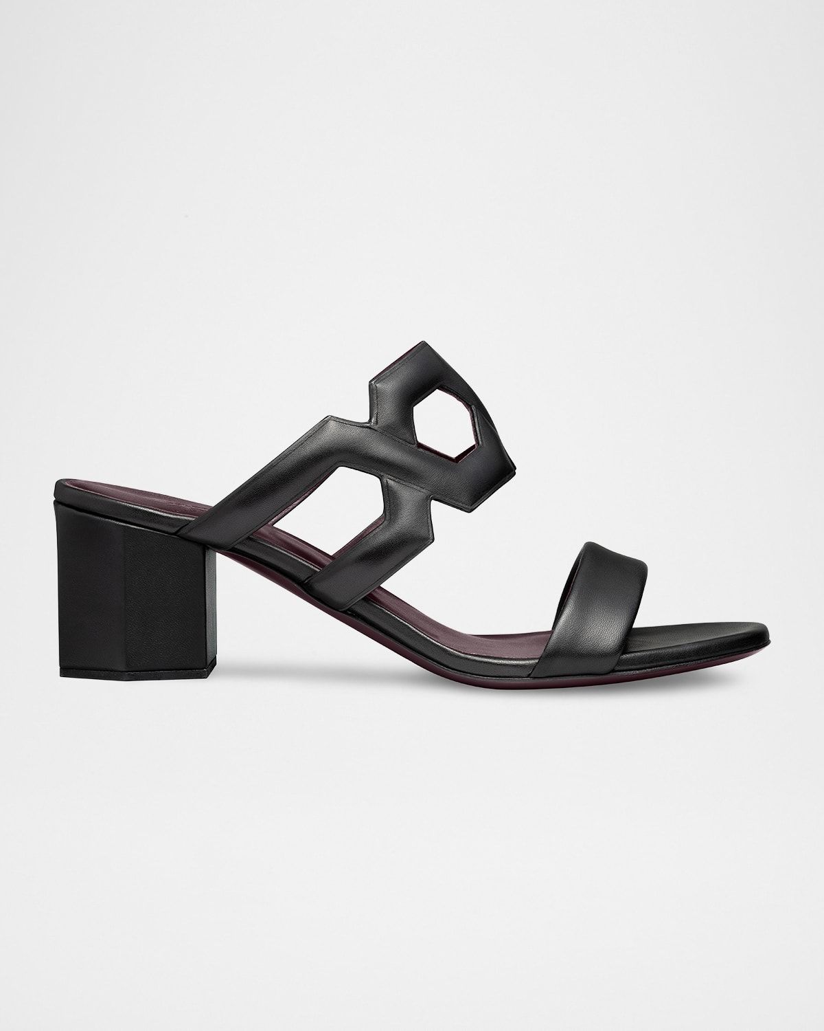 55mm Leather Link Block-Heel Sandals
