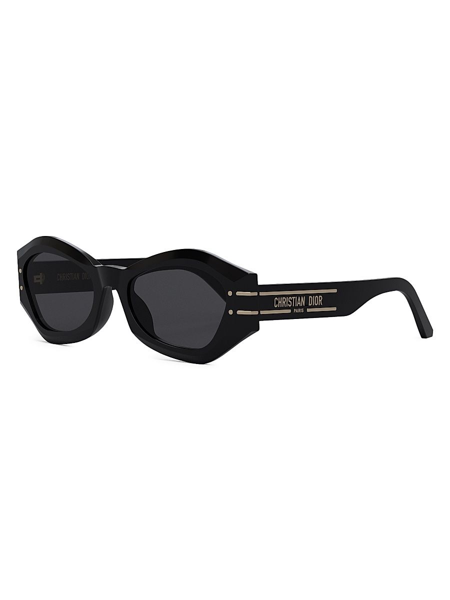 Women's DiorSignature B1U 55MM Cat Eye Sunglasses - Shiny Black