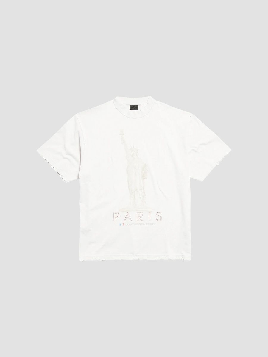 Balenciaga Unisex Paris Liberty Medium Fit T-Shirt - Off White - Size XL