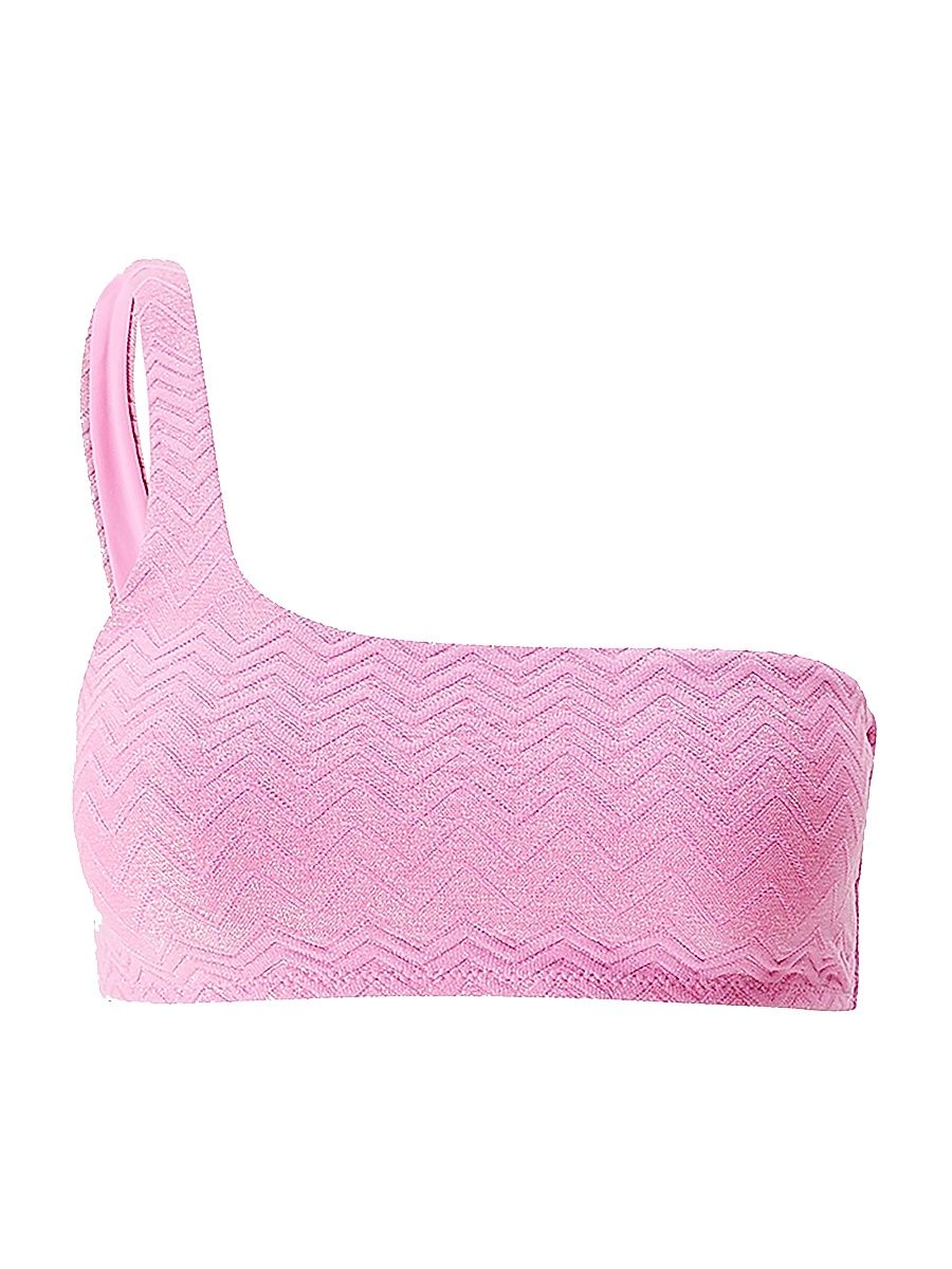 Women's Toulouse One-Shoulder Bikini Top - Zigzag Pink - Size 12