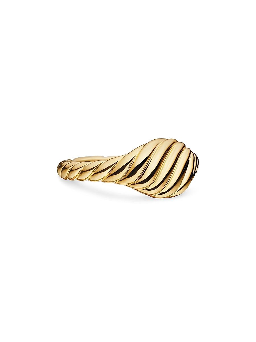 Women's Sculpted Cable Micro Pinky Ring In 18K Yellow Gold - Gold - Size 4