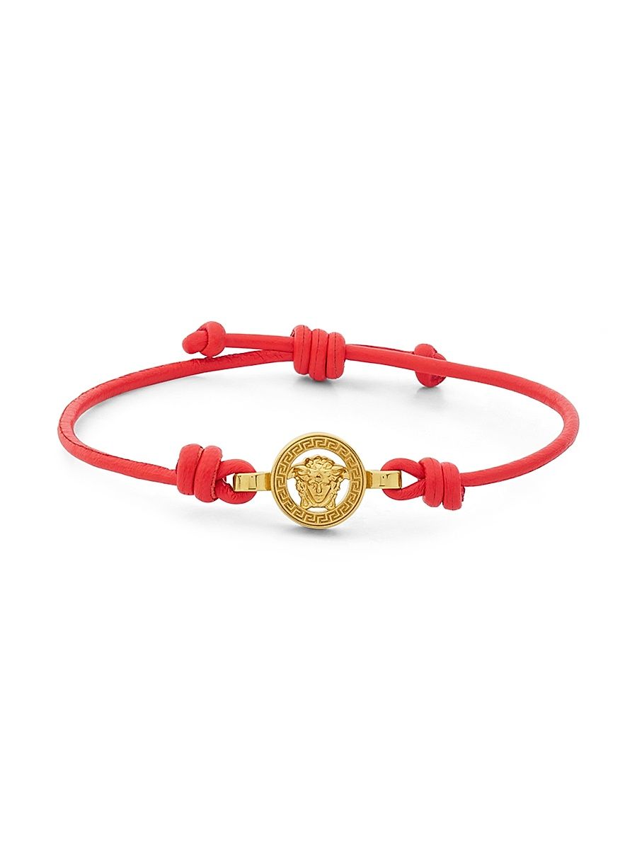 Women's Medusa Goldtone & Leather Bracelet - Red