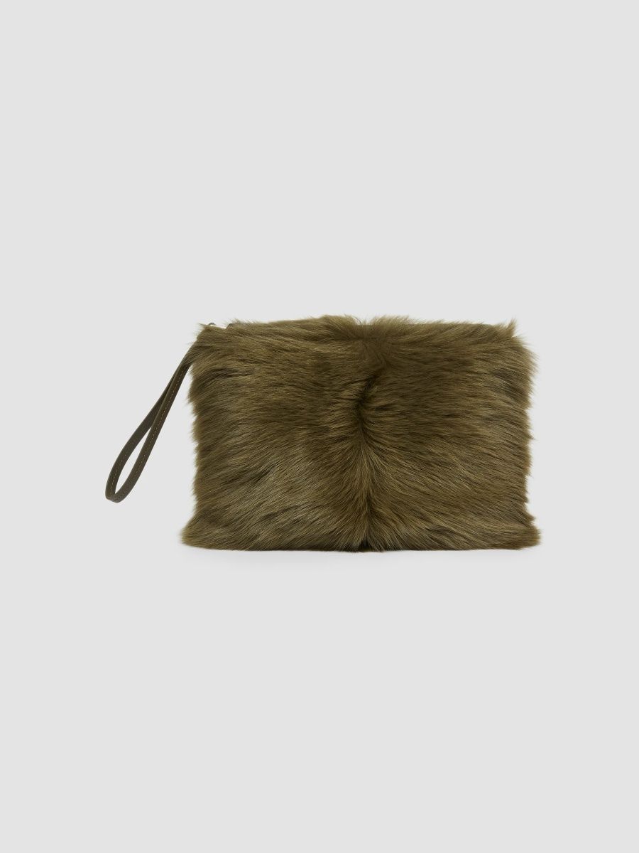 Proenza Schouler Women's Shearling Zip Pouch - Khaki