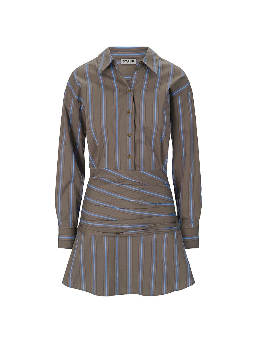 Women's Indya Striped Stretch-Cotton Mini-Shirtdress - Huntington Stripe - Size 12