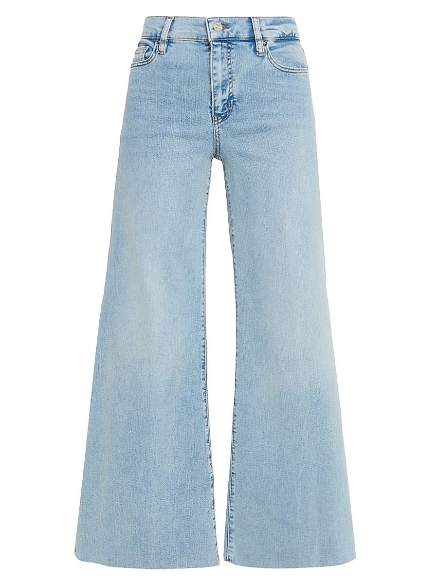 Women's Le Palazzo Crop Mid-Rise Wide-Leg Jeans - Blue - Size 28