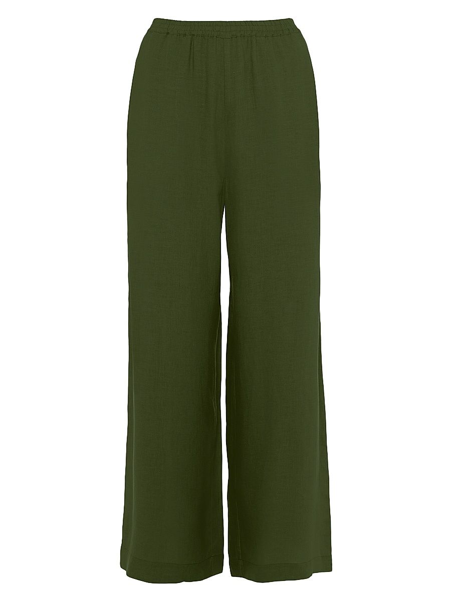 Women's Select Linen Wide-Leg Pants - Vert Mousse - Size 2