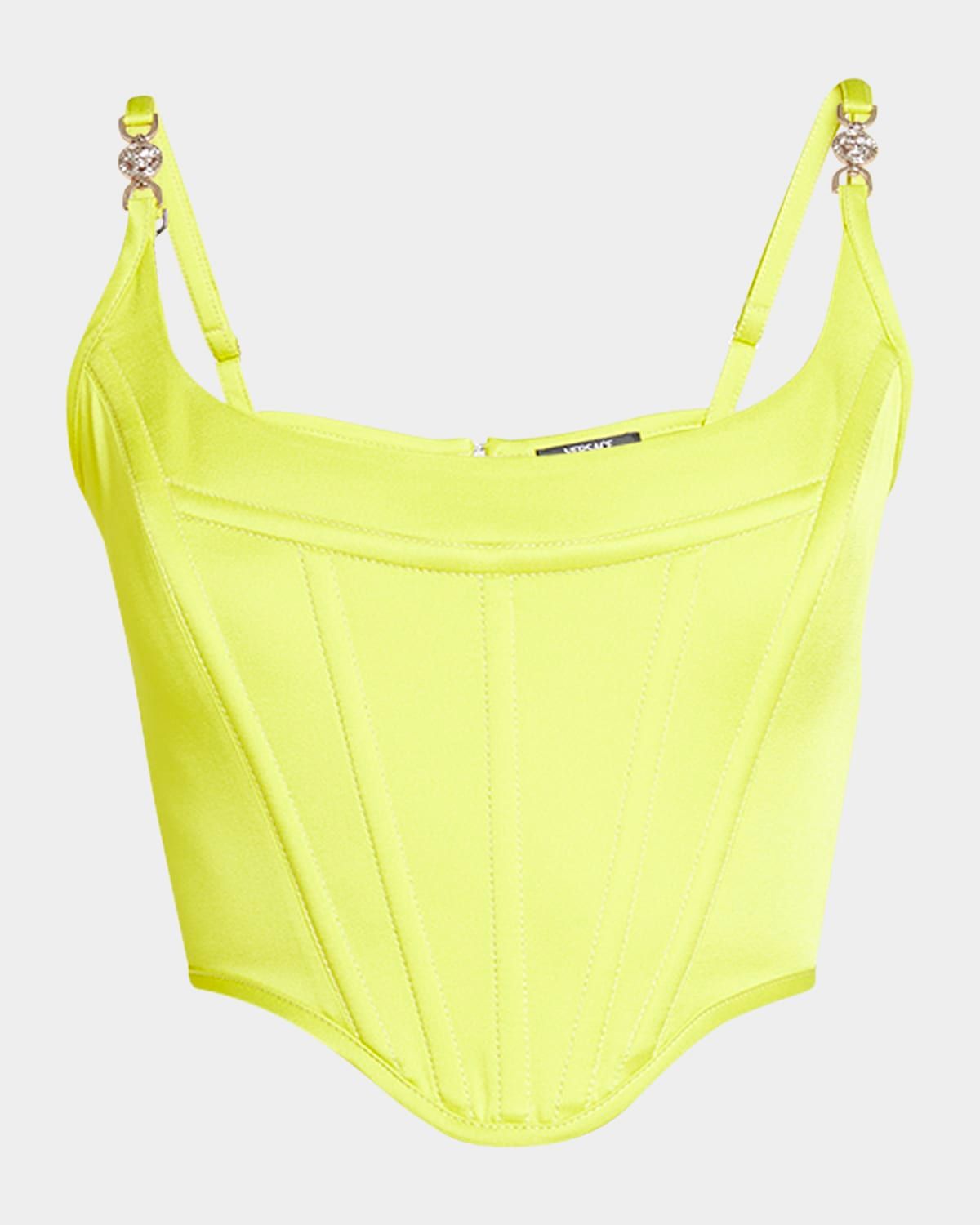 Satin Corset Top with Medusa Hardware