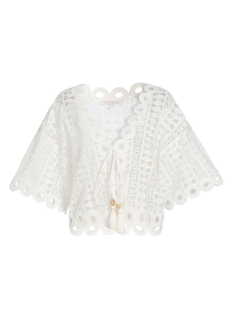 Women's Dottie Cover-Up Blouse - White Cotton - Size XL