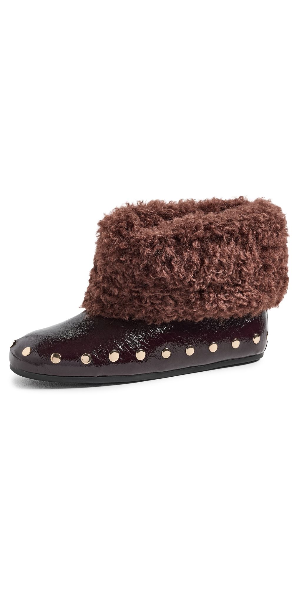 GANNI Jenny Low Deep Shine Sherpa Boots Demitasse 36