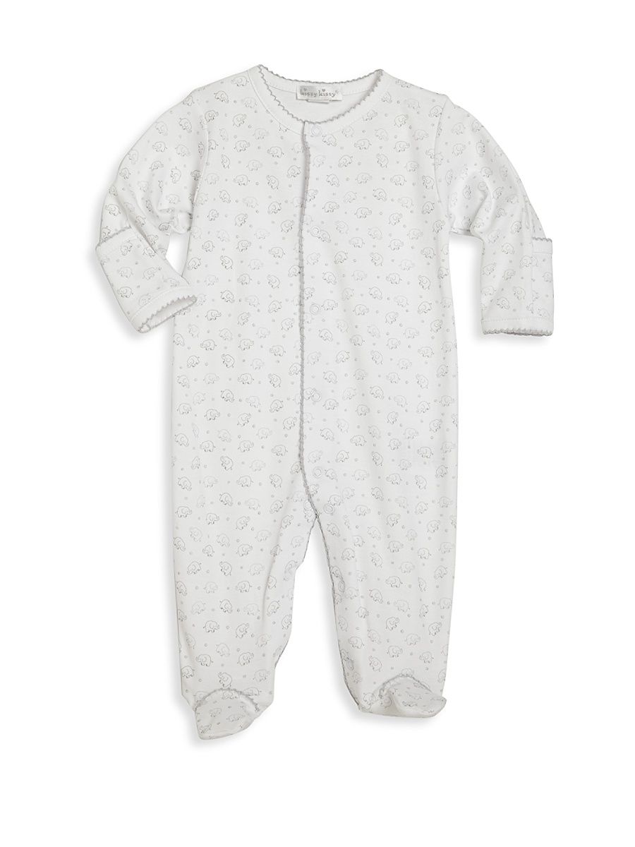 Baby's Ele-Fun Printed Footie - Silver - Size 9 Months