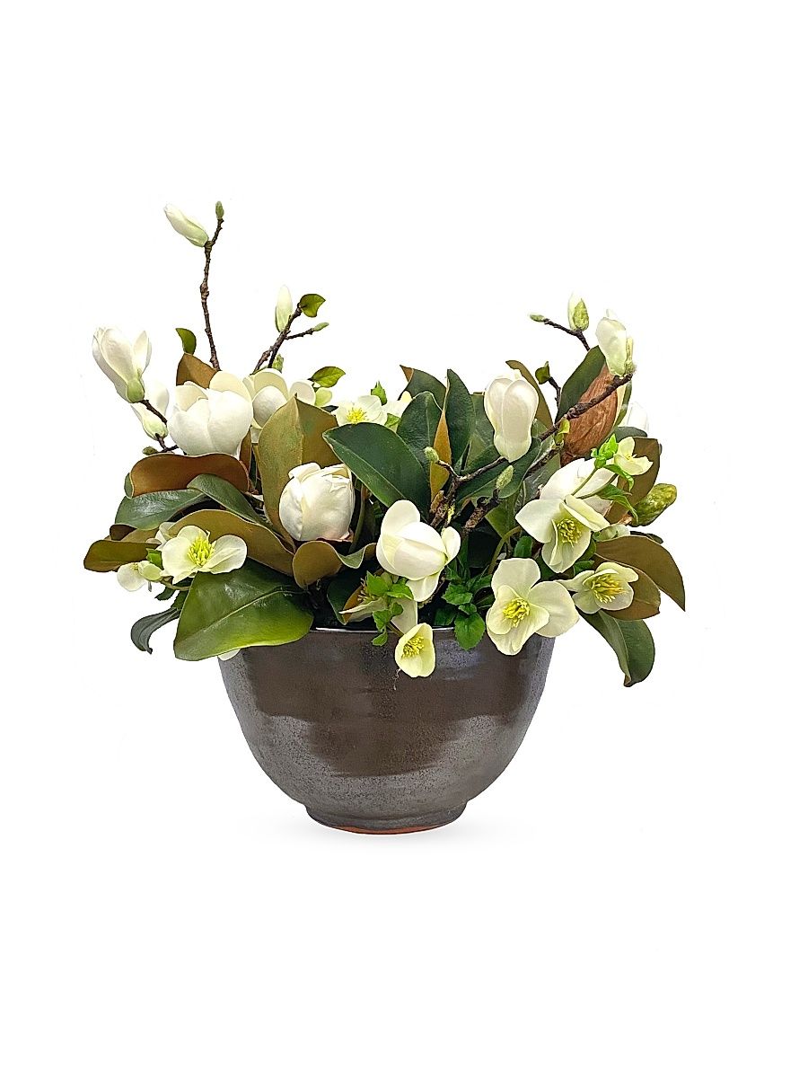 Everyday Floral Magnolia Hellebores Arrangement - White Green