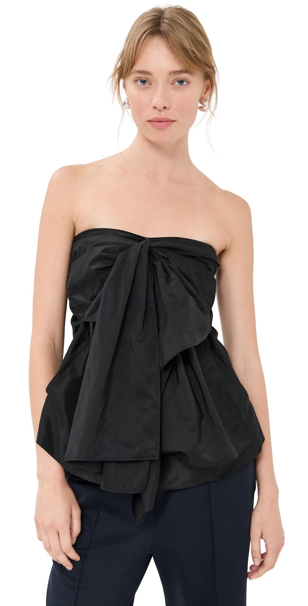 Tibi Italian Sporty Nylon Strapless Top Black L