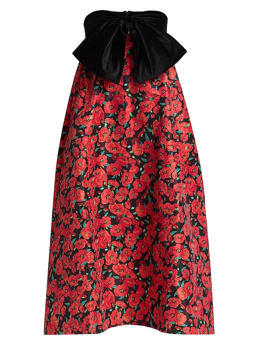 Women's Charlotta Poppies Bow Cocktail Dress - Red - Size 0